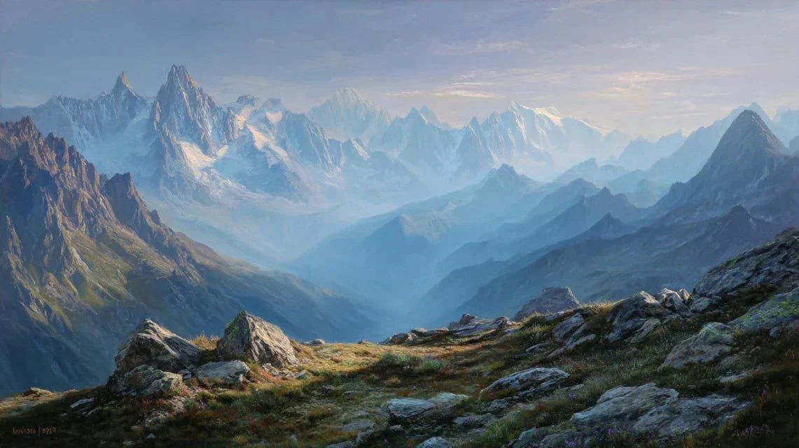 Comment peindre la transparence de l'air dans les paysages de haute montagne ? 