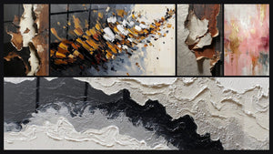 Mosaïque de cinq tableaux, dont Explosion dynamique
