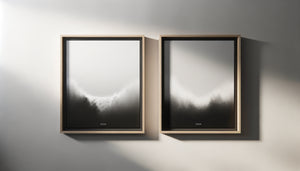 Comparaison directe entre cadre fin aluminium noir et cadre bois dans intérieur contemporain minimaliste