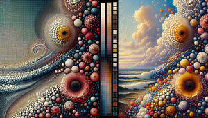 Comparaison macro entre impression standard pixelisée et reproduction d'art muséale haute définition avec pigments riches et texture canvas