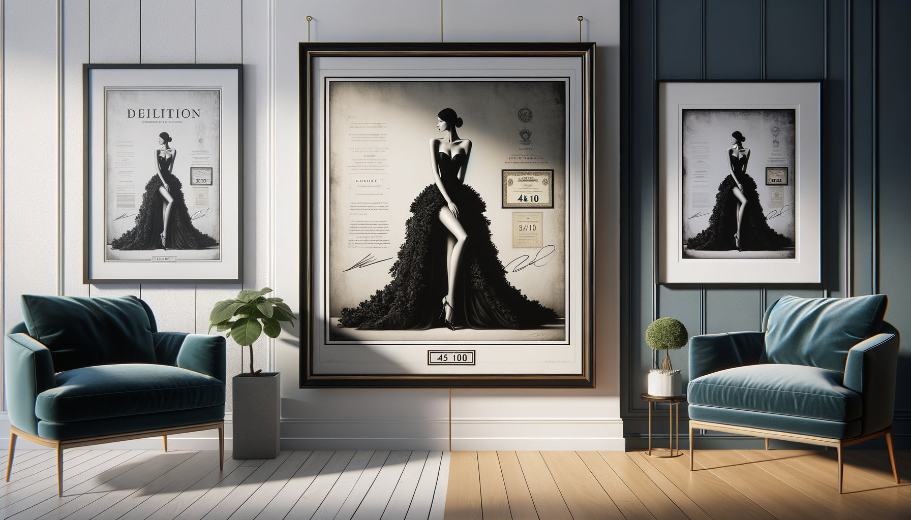 Comparaison visuelle entre tableau mode en tirage limité et tirage ouvert, même œuvre avec présentation différente