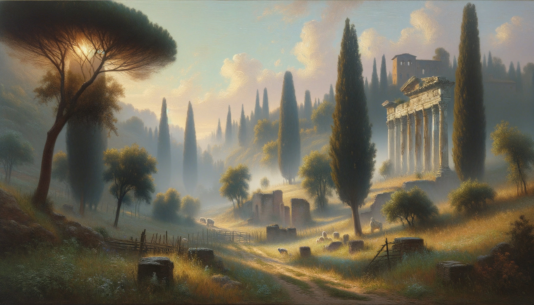 Paysage italien de Corot années 1820, variations lumineuses subtiles anticipant l'impressionnisme, technique plein air pré-impressionniste