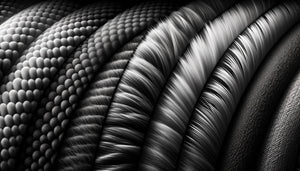 Surfaces texturées variées en noir et blanc révélant la perception tactile par variations lumineuses