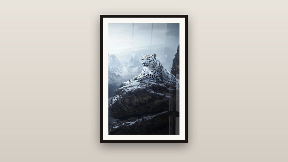 Quadro incorniciato su una parete: Pantera delle nevi N°1
