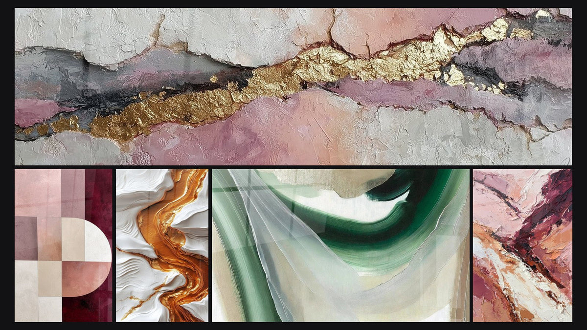 Mosaico di cinque quadri, tra cui Seta di Smeraldo