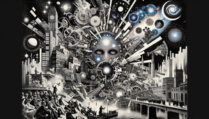 Photomontage dadaïste berlinois années 1920 mêlant imagerie astronomique et éléments politiques dans le style de Hannah Höch