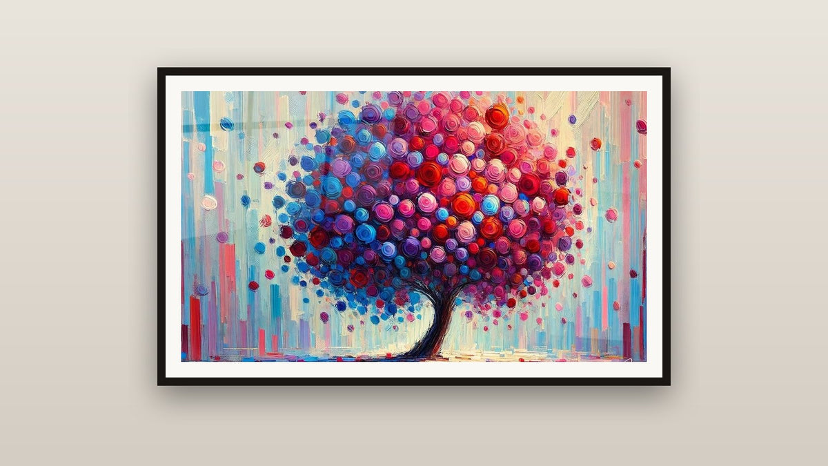 Gerahmtes Gemälde an einer Wand: Baum der Freude