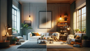 Comparaison visuelle entre salon formel impeccable et espace personnel chaleureux, illustrant la décoration des pièces réellement habitées