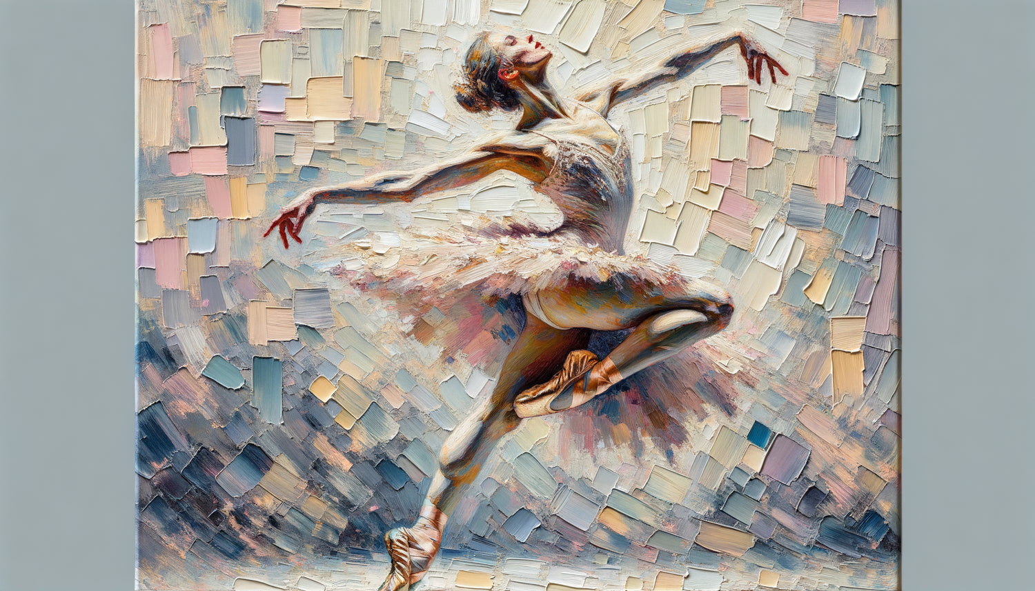 Peinture style Edgar Degas danseuse en mouvement tension corporelle palette pastel impressionnisme 1880