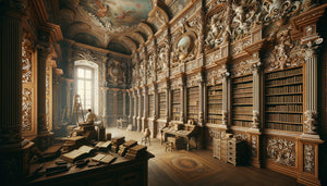 Artisan appliquant de la détrempe à la caséine sur décor mural de bibliothèque historique, technique traditionnelle résistante à l'humidité