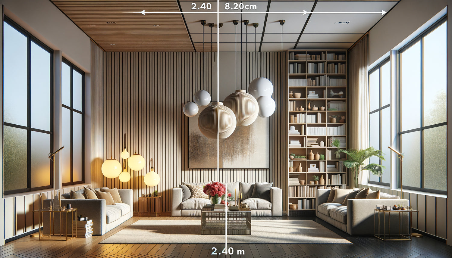 Comparaison visuelle des proportions à éviter versus proportions correctes dans une salle basse de plafond contemporaine