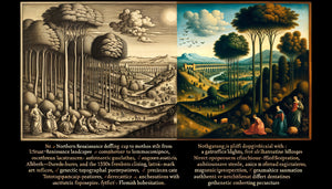 Comparaison peinture Renaissance XVIe siècle : paysage copié d'estampe versus paysage peint sur le motif avec différences d'authenticité