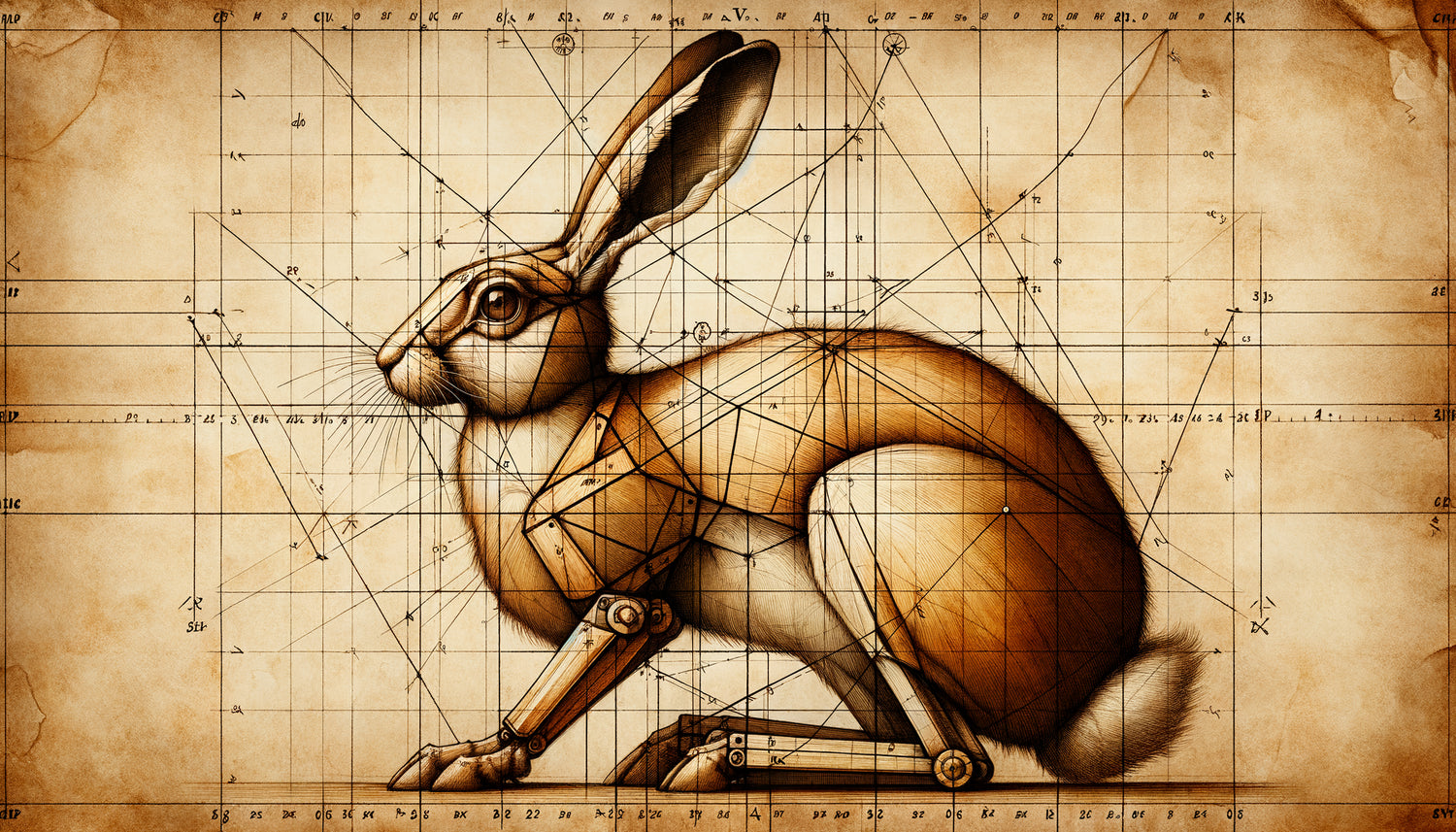 Étude technique Renaissance d'Albrecht Dürer montrant projection orthogonale d'un animal avec lignes de construction géométriques