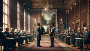 Échange diplomatique historique d'un tableau entre dirigeants lors d'une réconciliation politique officielle, geste symbolique de paix