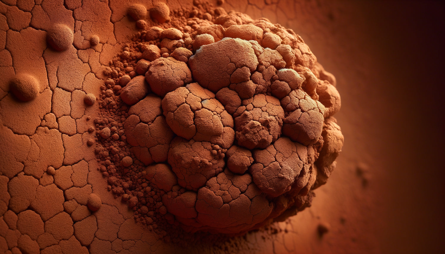 Enduit mural africain traditionnel en termitière broyée, texture microporeuse ocre-rouge idéale pour la peinture