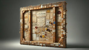 Dos d'un tableau ancien avec étiquettes d'authentification, documentation de provenance et cachets de galerie