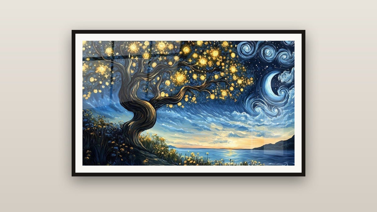 Framed painting on a wall