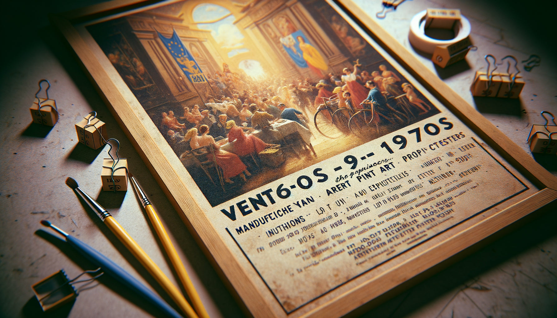 Tableau mural vintage européen années 1960-70 avec signature authentique de fabricant historique