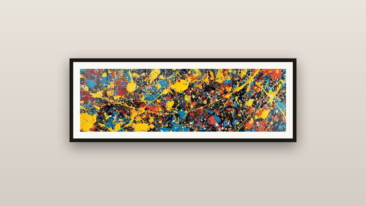 Quadro incorniciato su una parete: Tavolozza di schizzi multicolori