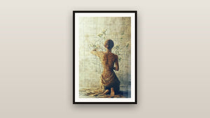 Framed painting on a wall: Between the Cracks