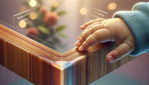 Gros plan d'un cadre photo avec finition polyuréthane lisse et bords arrondis sécurisés pour chambre d'enfant