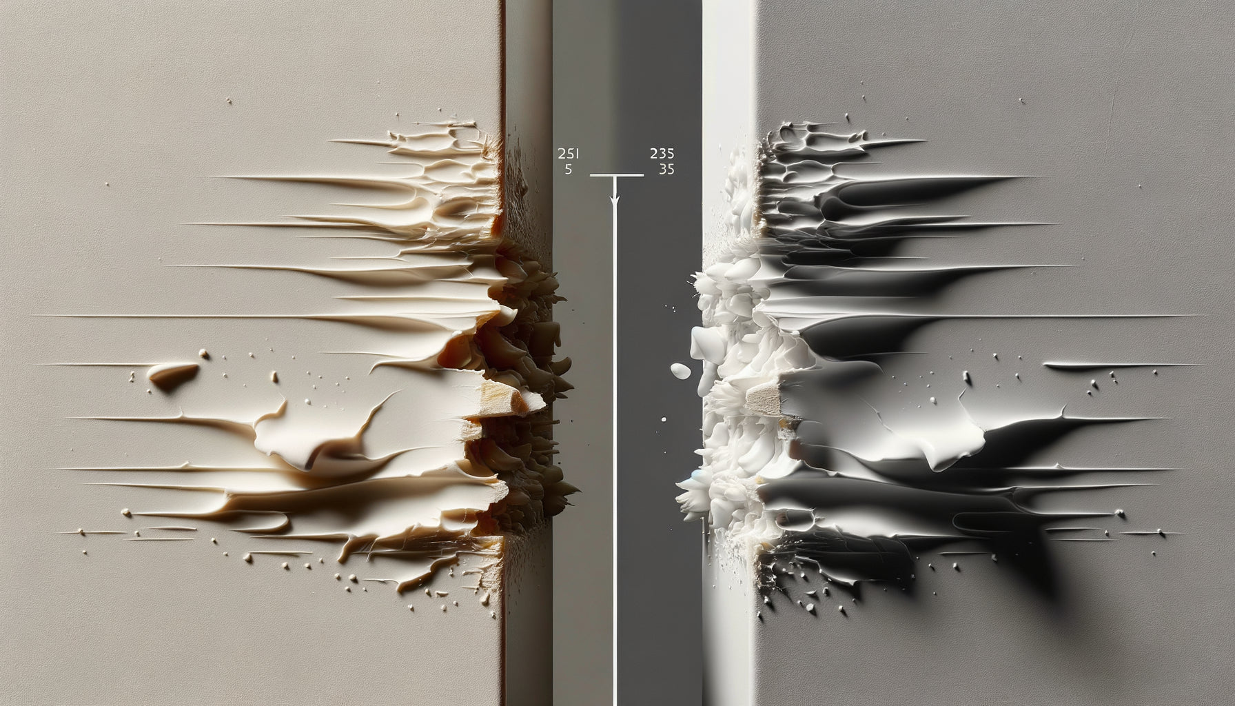 Comparaison macro des dégâts de frottement sur peinture mate versus satinée au contact des cadres