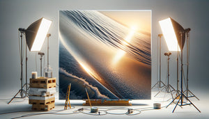 Gros plan photographique montrant différentes finitions protectrices lavables appliquées sur toile : vernis acrylique, résine époxy et laminage pour tableaux éducatifs