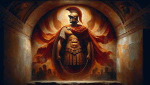 Fresque antique macédonienne du IVe siècle av. J.-C. démontrant la technique du clair-obscur dramatique avec contrastes lumineux puissants