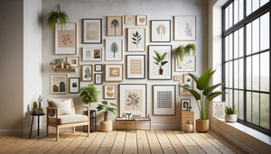 Galerie murale évolutive contemporaine dans appartement de jeune adulte, cadres variés disposés de façon flexible et progressive