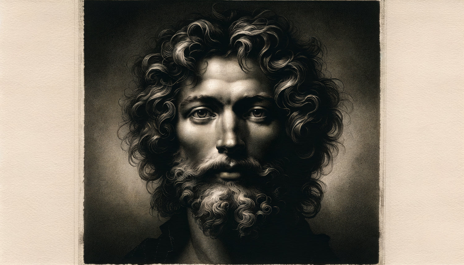 Gravure mezzotinte du XVIIe siècle montrant les noirs veloutés profonds caractéristiques de cette technique baroque