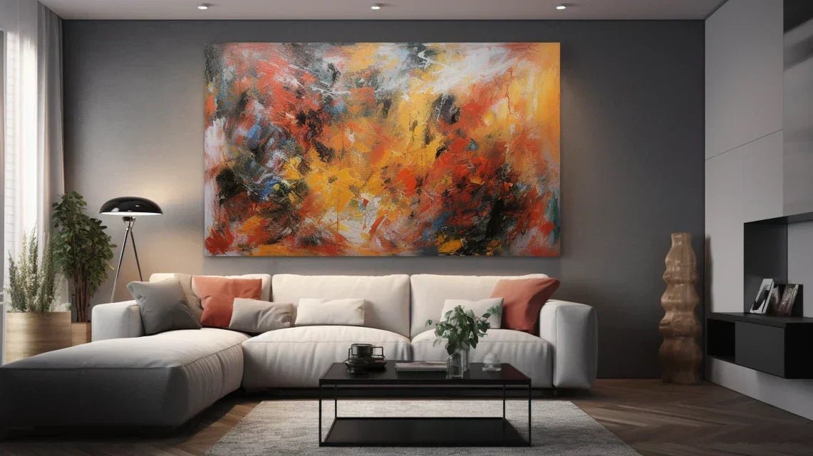 Système de fixation professionnel installé dans un hall d'hôtel supportant de façon invisible une grande œuvre d'art décorative