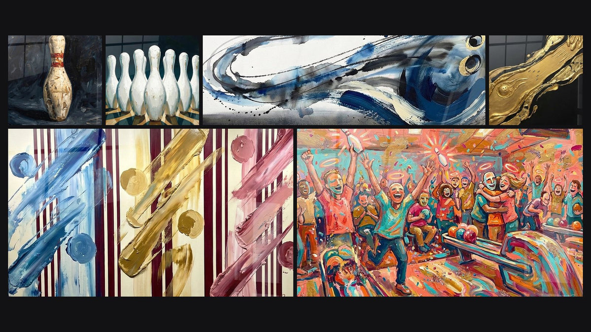 Mosaïque de six tableaux, dont Quille de Bowling, Quilles de Bowling et Quilles Bowling Abstrait