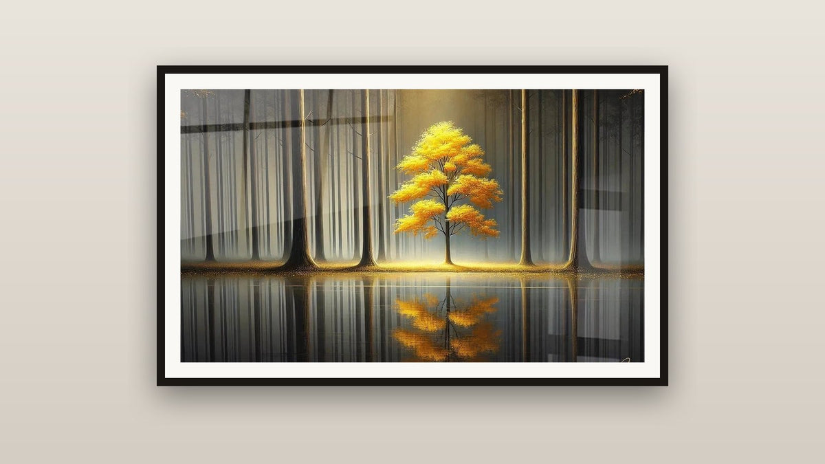 Gerahmtes Gemälde an einer Wand: Baum Ewige Ruhe