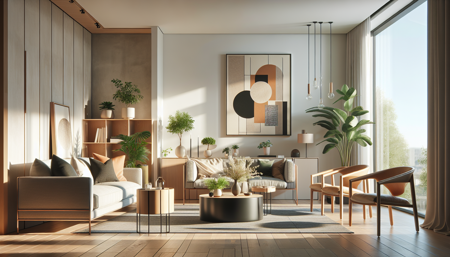 Intérieur contemporain avec tableau décoratif — ambiance wall art