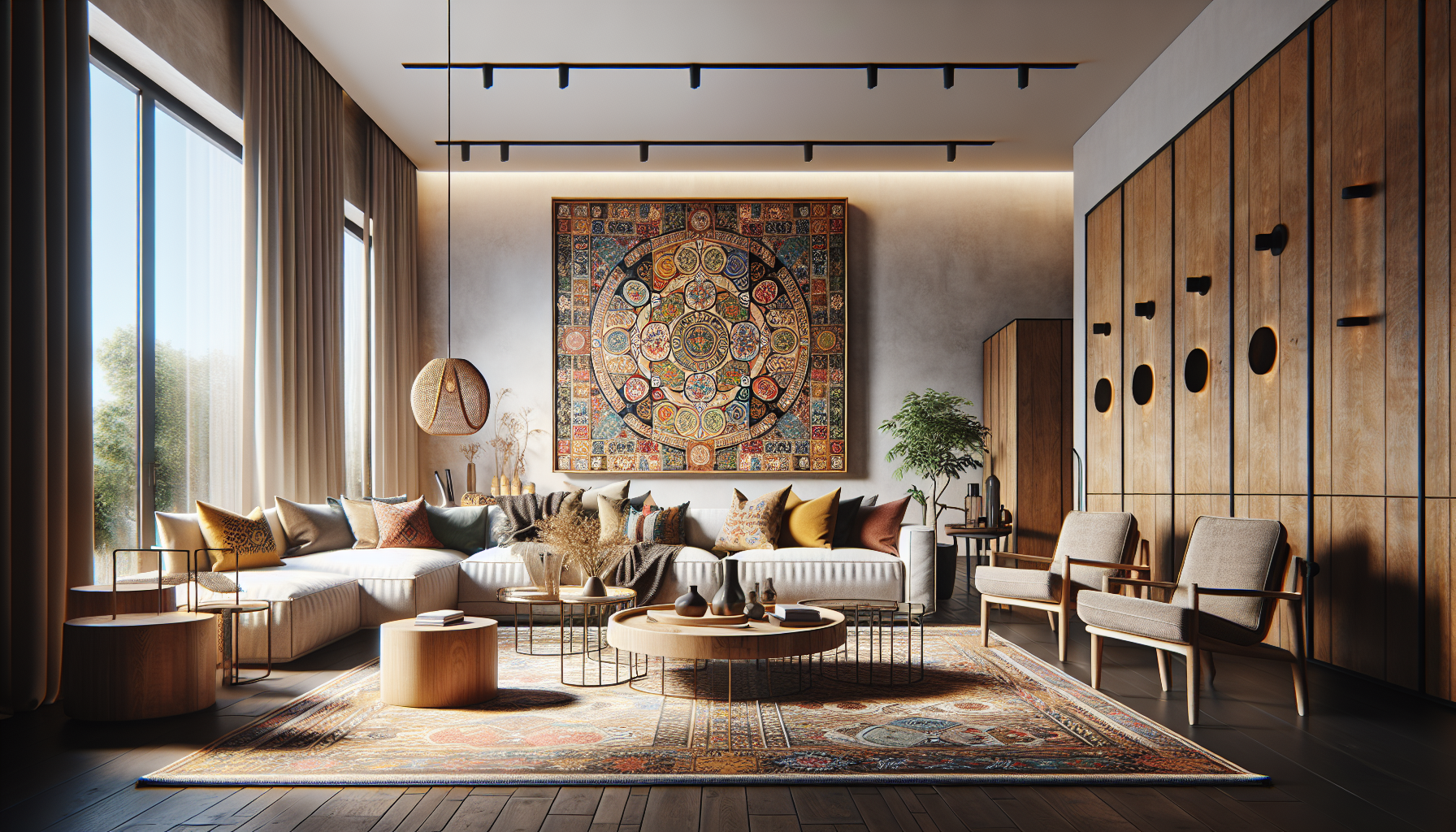 Intérieur contemporain avec tableau décoratif — ambiance Tableau Pays Basque