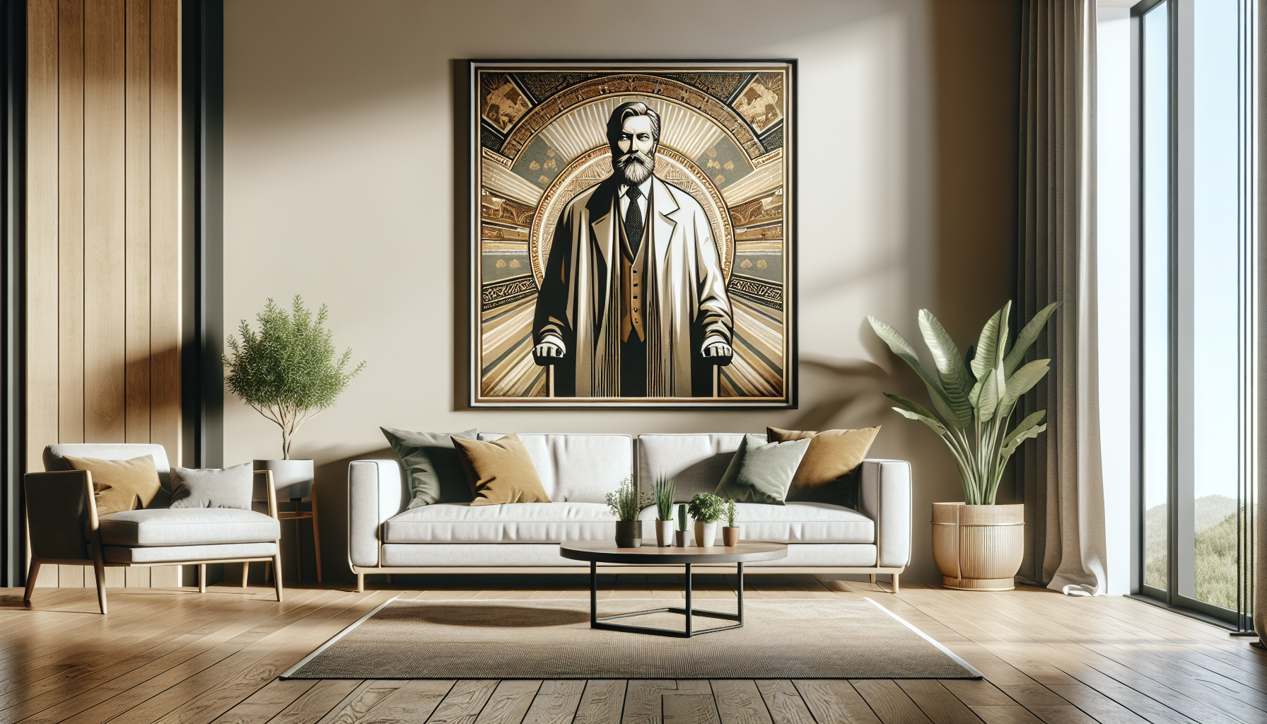 Intérieur contemporain avec tableau décoratif — ambiance Tableau Fête des Pères