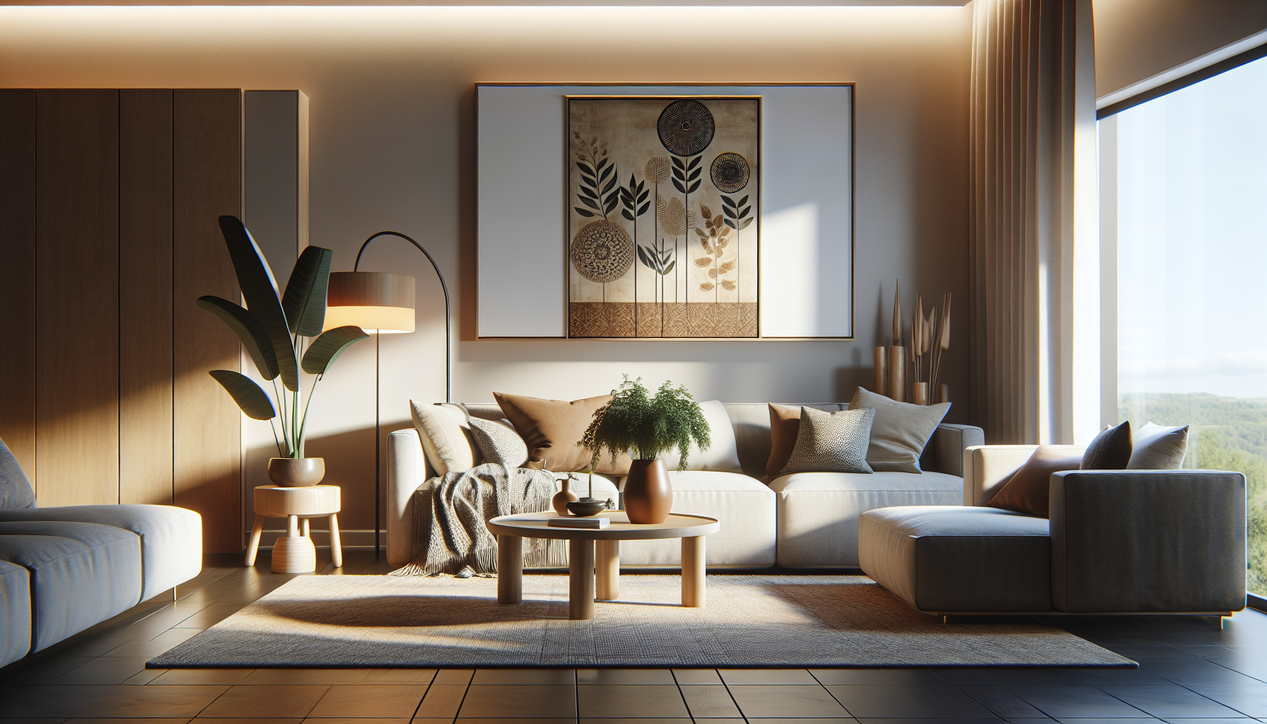 Intérieur contemporain avec tableau décoratif — ambiance wall art