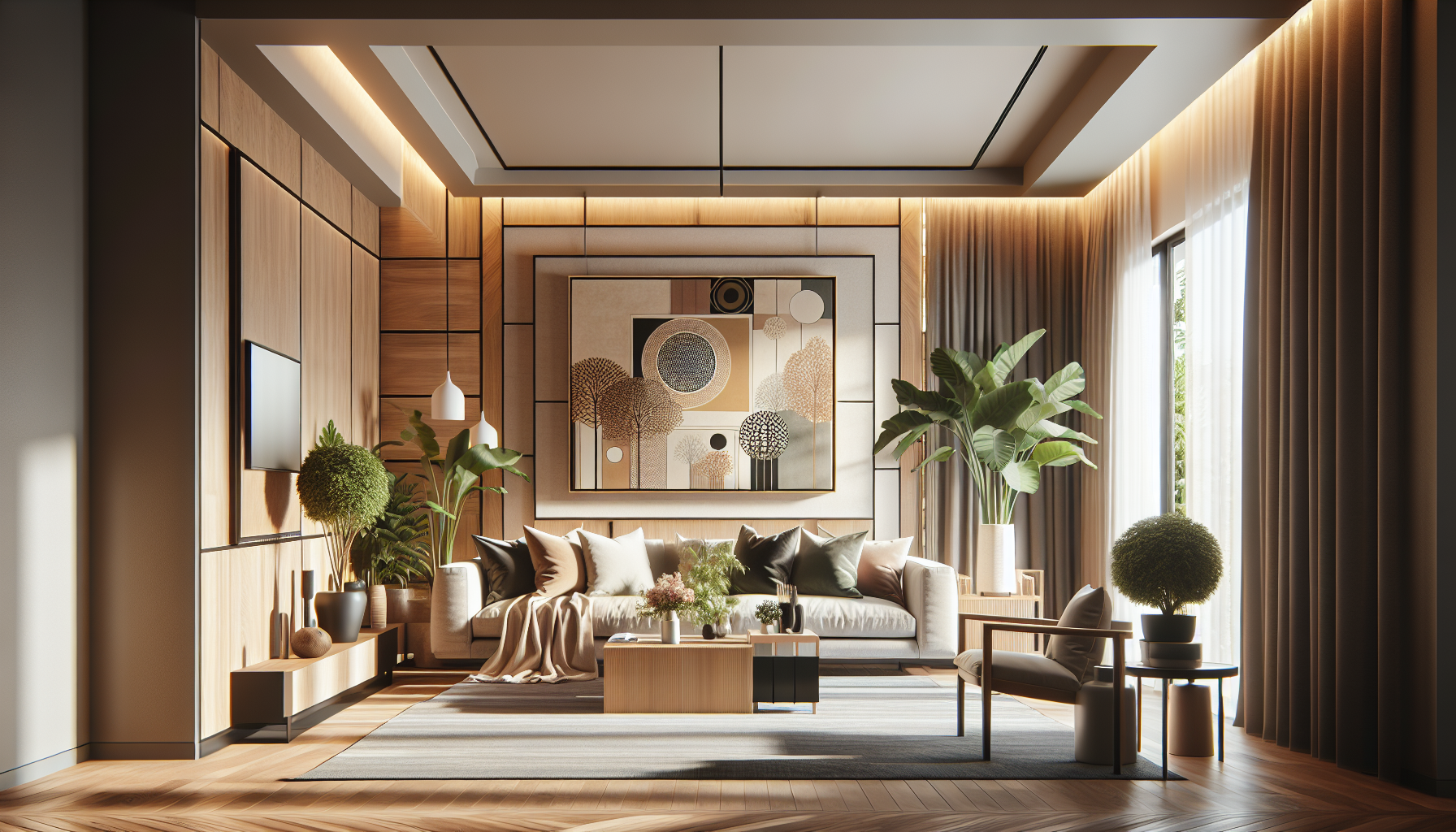 Intérieur contemporain avec tableau décoratif — ambiance wall art