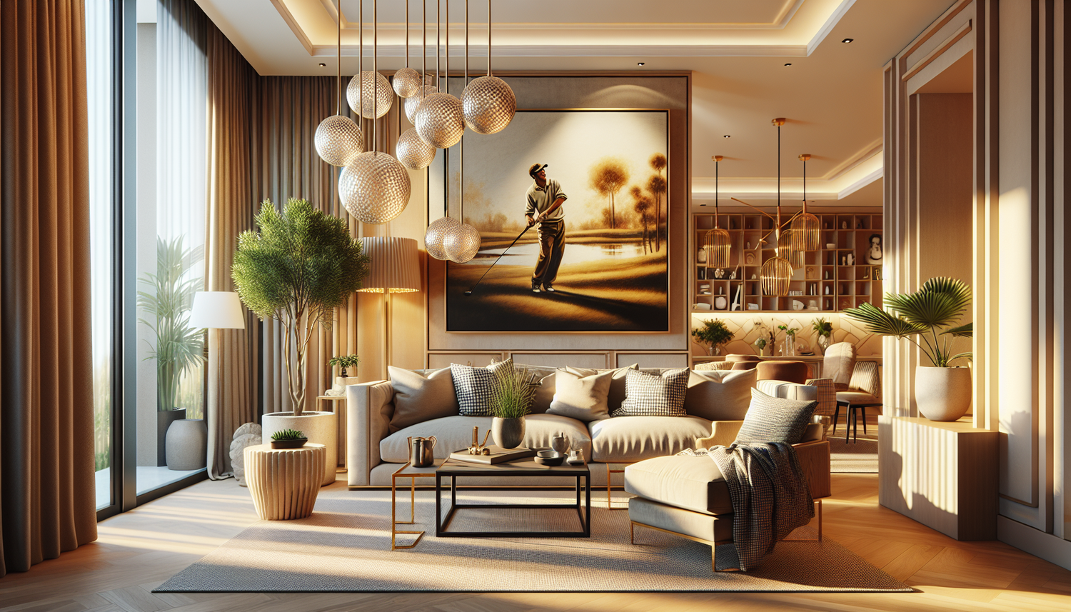 Intérieur contemporain avec tableau décoratif — ambiance Tableau Golf