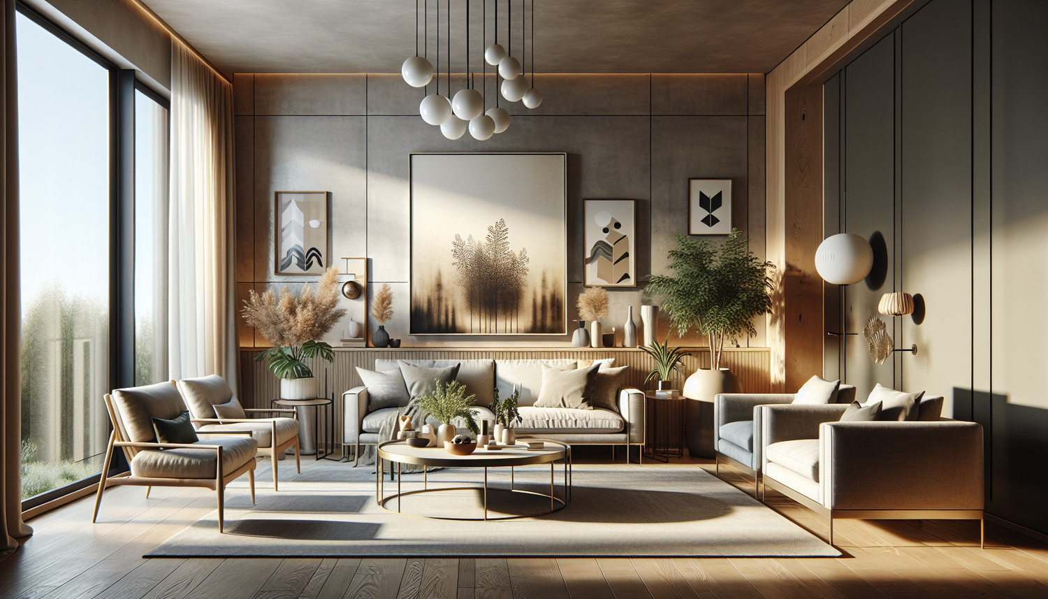 Intérieur contemporain avec tableau décoratif — ambiance wall art