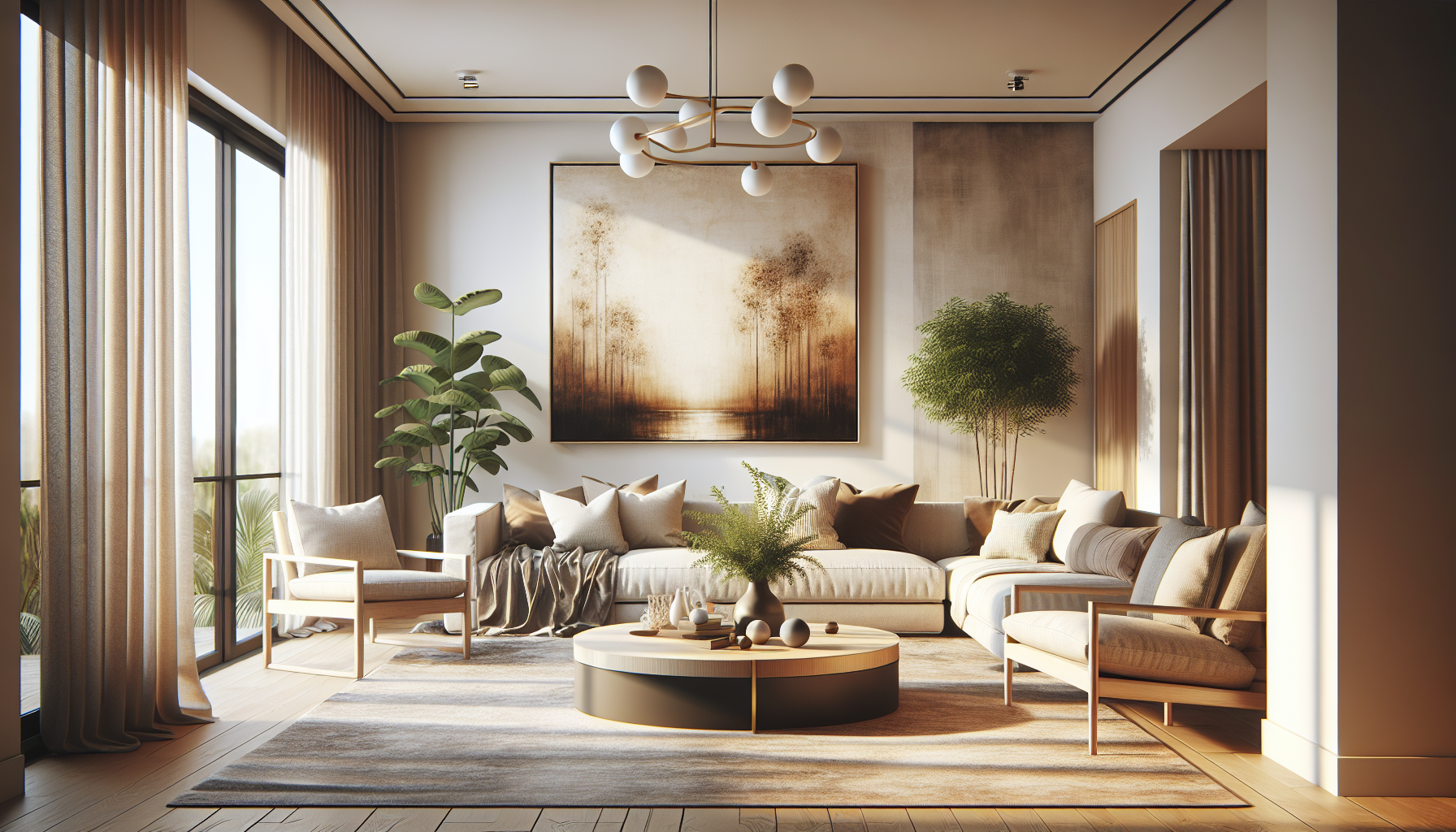 Intérieur contemporain avec tableau décoratif — ambiance wall art