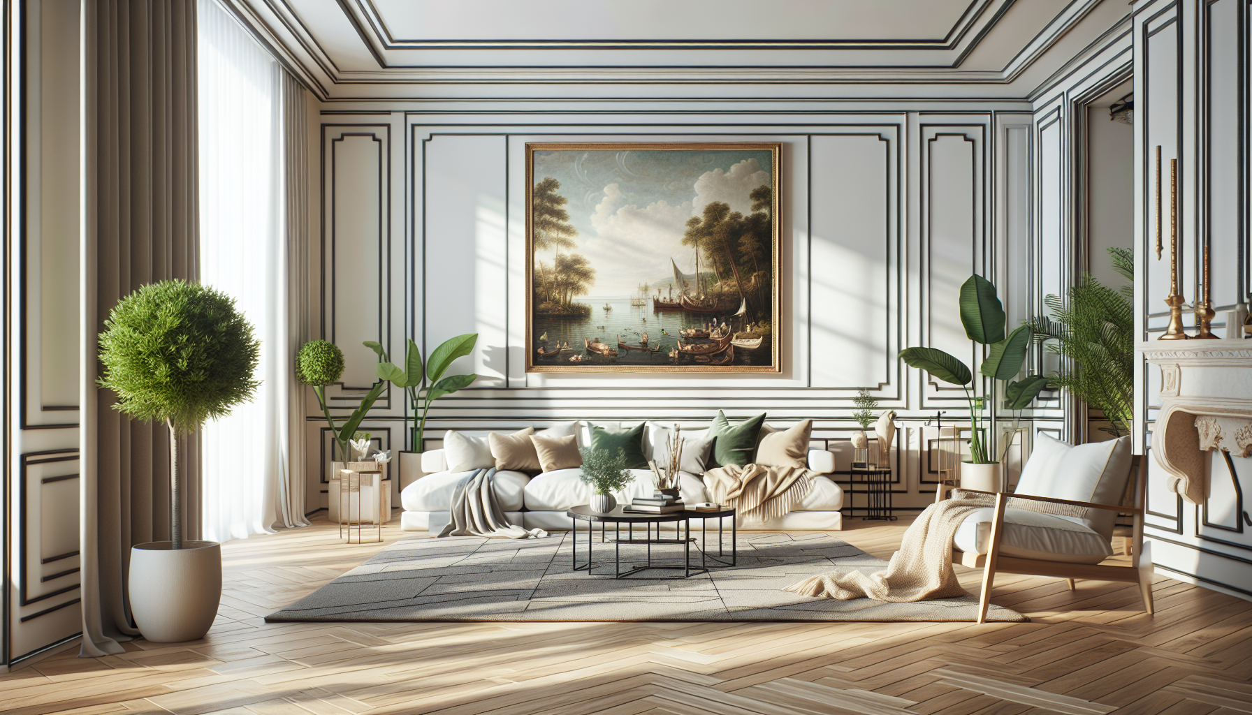 Intérieur contemporain avec tableau décoratif — ambiance Tableau trompe l'oeil