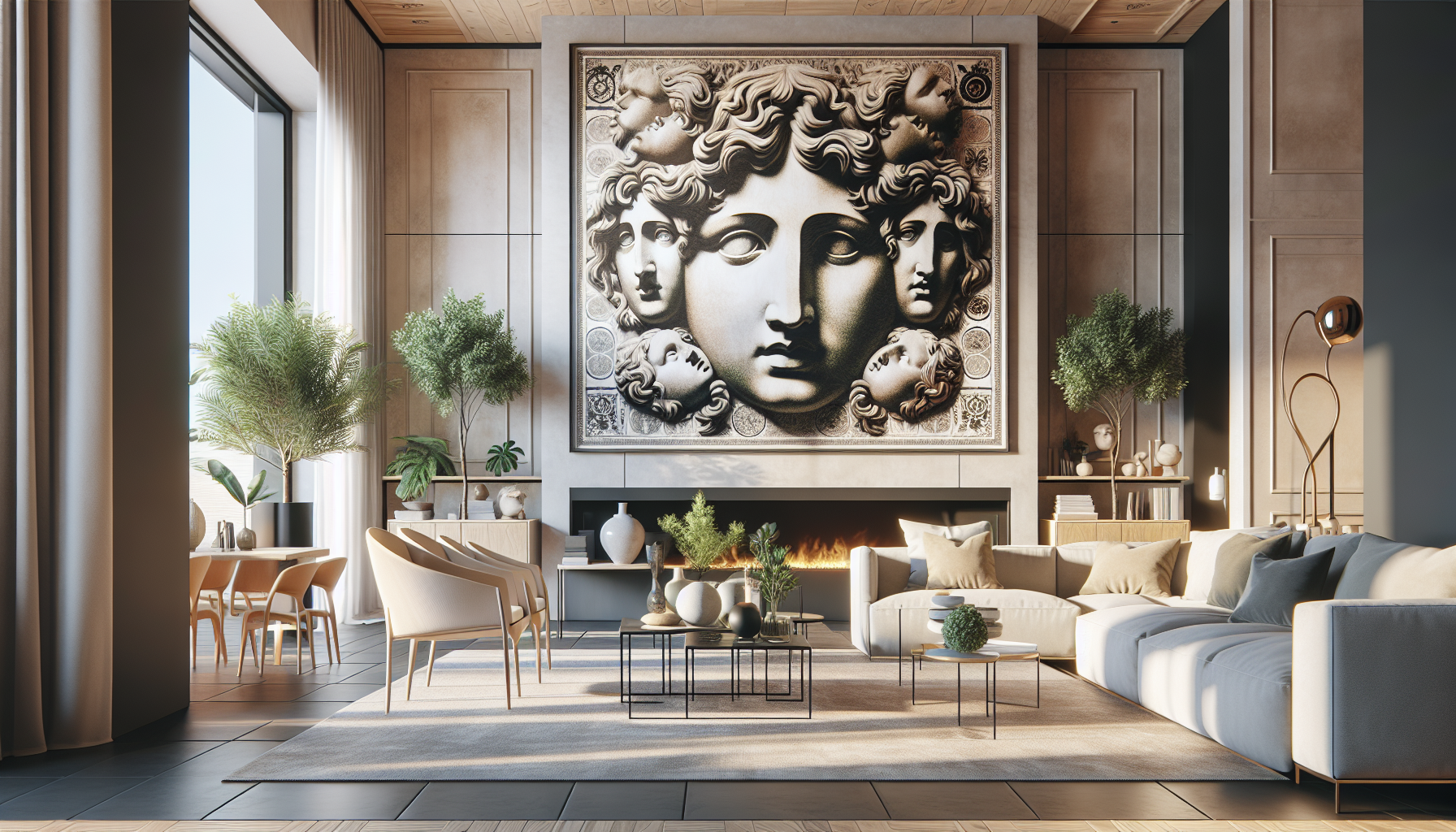 Intérieur contemporain avec tableau décoratif — ambiance Tableaux Visage