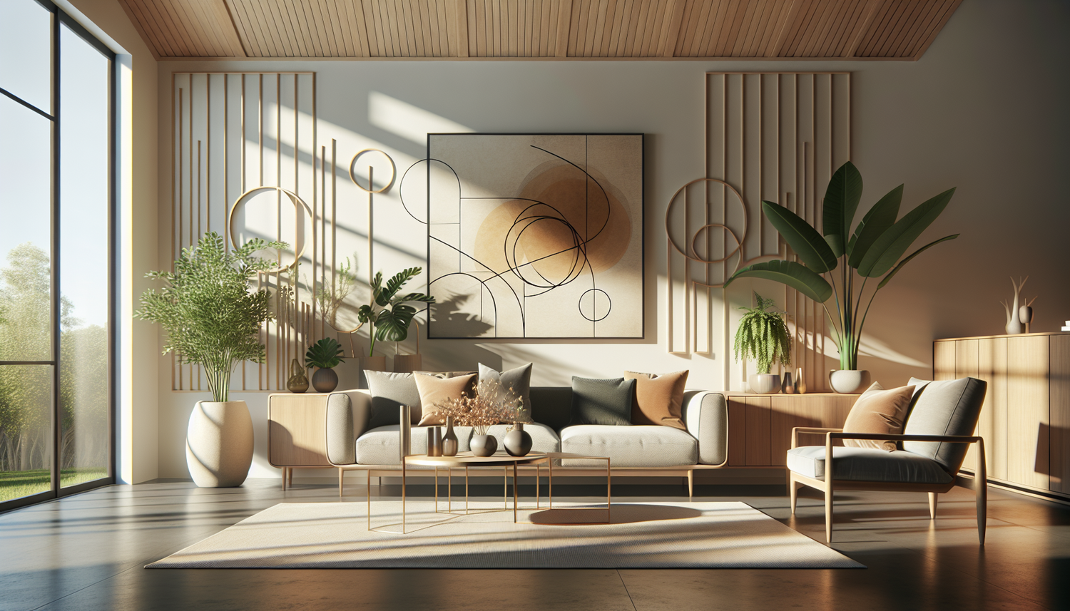 Intérieur contemporain avec tableau décoratif — ambiance wall art