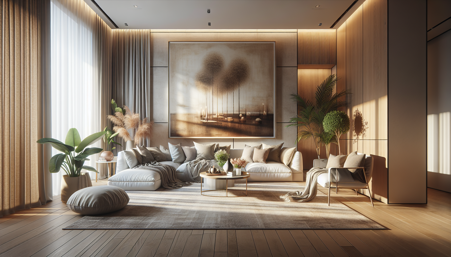Intérieur contemporain avec tableau décoratif — ambiance Tableau pour salon