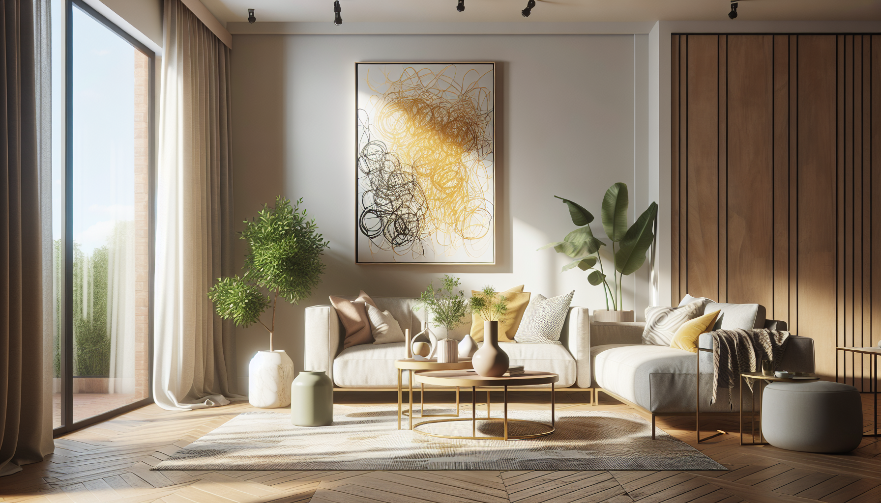 Intérieur contemporain avec tableau décoratif — ambiance wall art