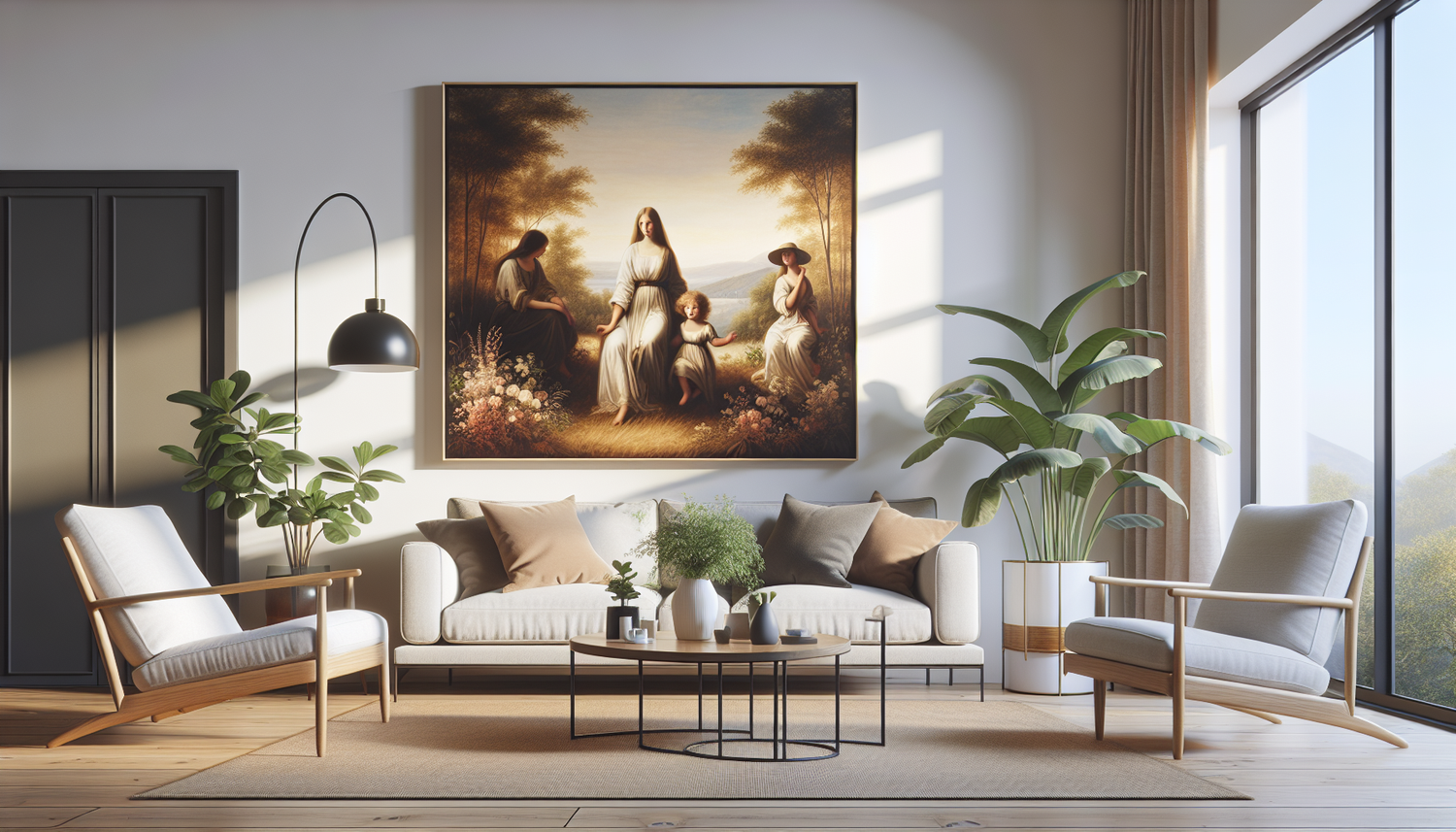 Intérieur contemporain avec tableau décoratif — ambiance Tableau Fête des Mères