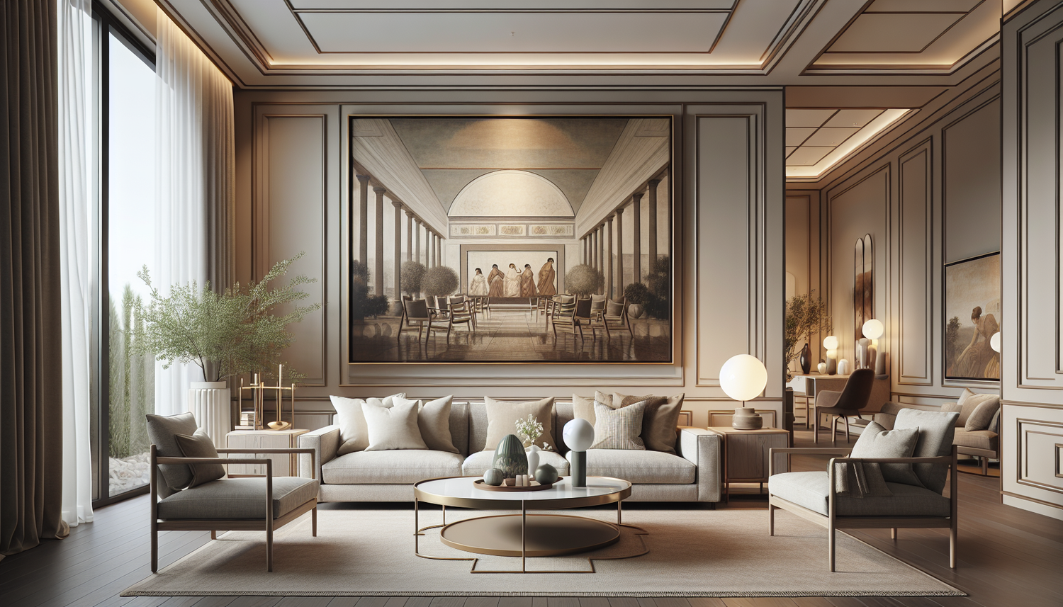 Intérieur contemporain avec tableau décoratif — ambiance wall art