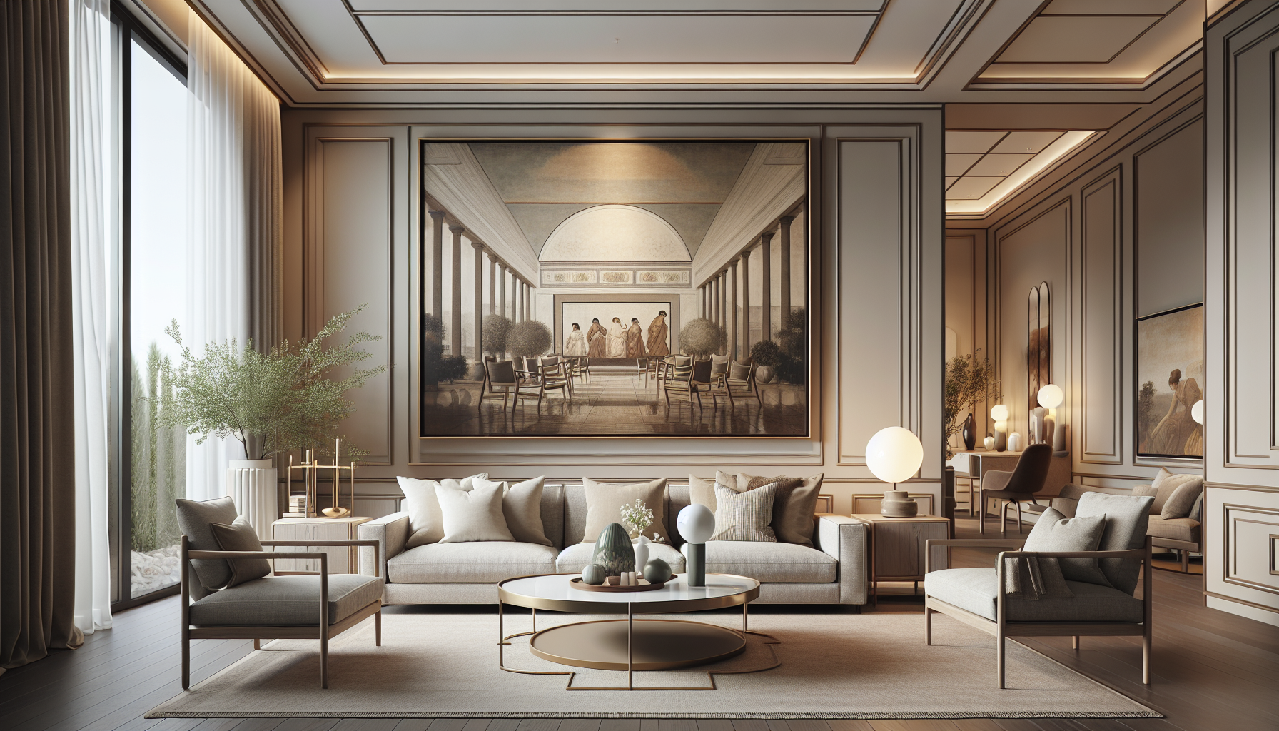 Intérieur contemporain avec tableau décoratif — ambiance wall art