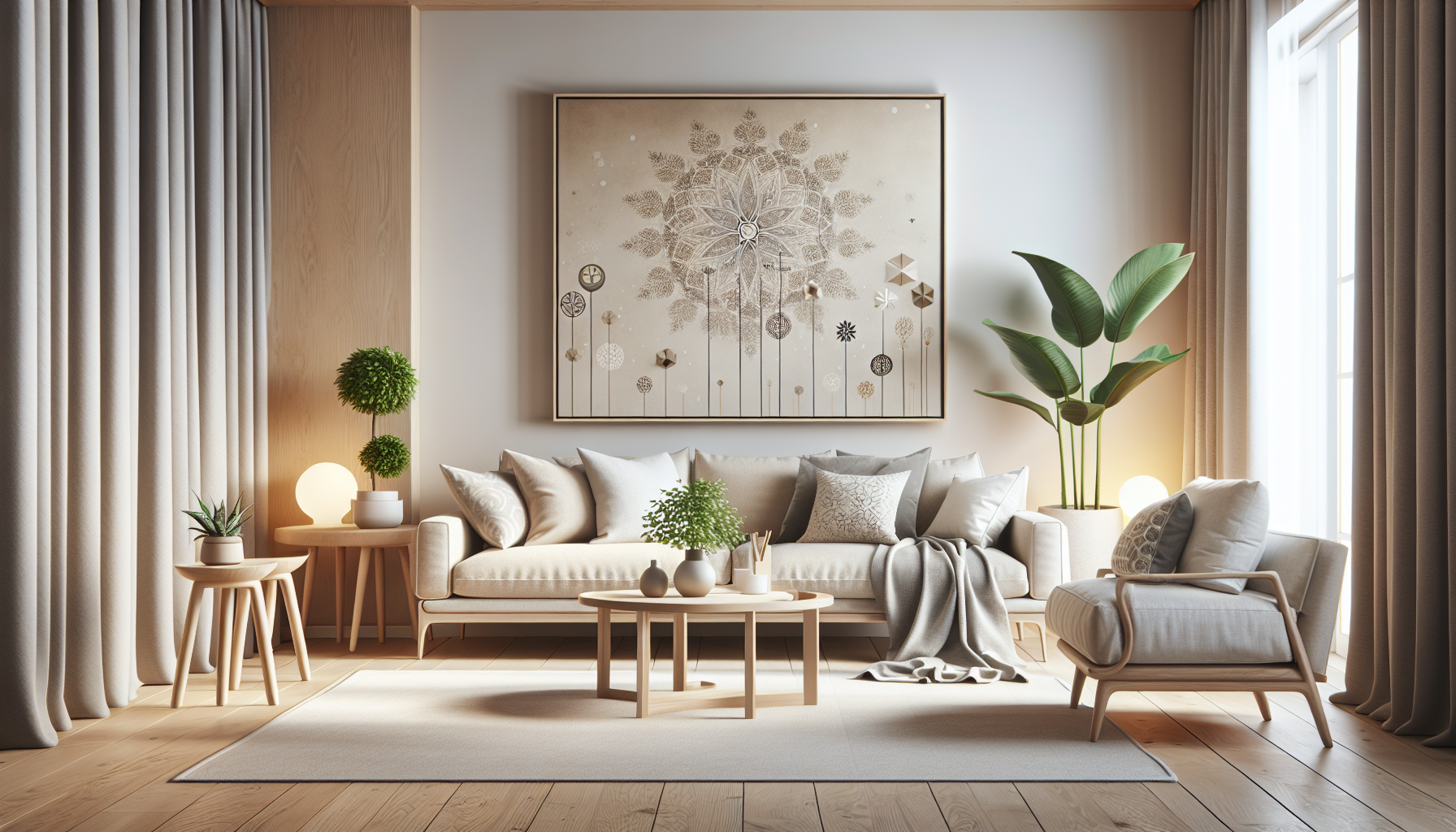 Intérieur contemporain avec tableau décoratif — ambiance Tableau Fête des Mères